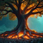 Ancient Tree with Glowing Roots