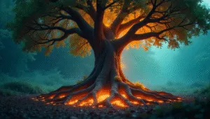Ancient Tree with Glowing Roots