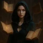 Arcane Girl with Floating Spellbooks