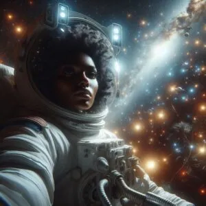 Astronaut Floating Among Stars