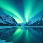 Aurora Borealis Over Frozen Lake