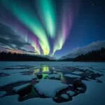 Aurora Over Frozen Lake
