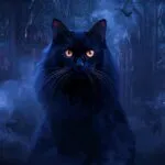 Black Cat with Glowing Eyes