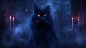 Black Cat with Glowing Eyes