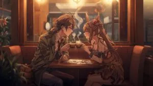 Coffee Date in a Small Manga Café