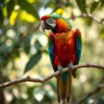 Colorful Tropical Parrot on Branch