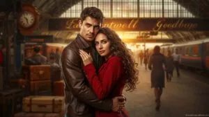 Couple Hugging at Train Station Goodbye