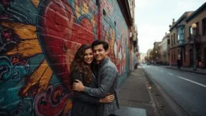 Couple Painting Graffiti Heart Together