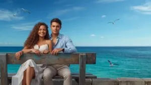 Couple on Bench Overlooking the Sea