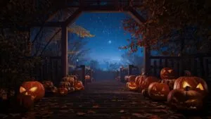 Cozy Autumn Night with Pumpkins