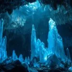 Crystal Cave with Blue Glow