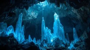 Crystal Cave with Blue Glow