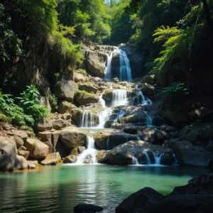 Crystal Clear Waterfall in Jungle