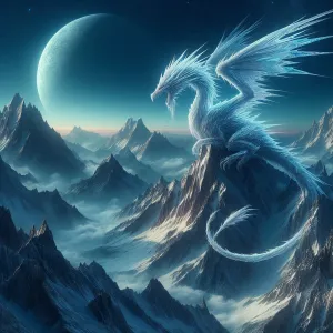 Crystal Dragon Above Frozen Peaks