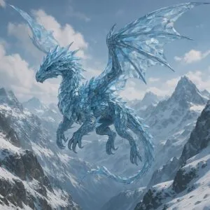 Crystal Dragon Above the Frozen Peaks