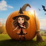 Cute Witch with Pumpkin