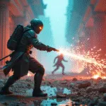 Cyber Monk in Neon Temple