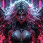 Cyber Valkyrie with Neon Wings