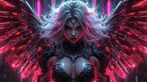 Cyber Valkyrie with Neon Wings