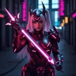 Cyberblade Girl with Neon Armor