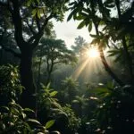 Dense Jungle with Sun Rays