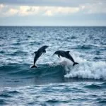 Dolphins Jumping Over Ocean Waves