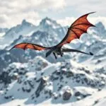 Dragon Soaring Over Snowy Peaks
