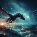 Dragon Soaring Through Falling Stars