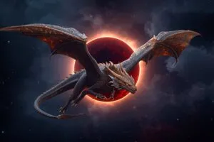 Dragon over Lunar Eclipse