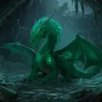 Emerald Dragon Sleeping in Caverns