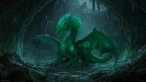 Emerald Dragon Sleeping in Caverns