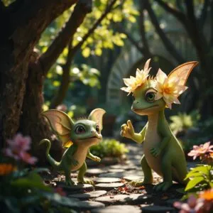 Enchanted Garden with Magical Creatures
