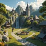 Fantasy Wooden Village in the Forest