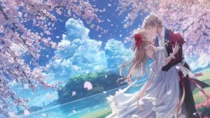 First Kiss Under Falling Petals