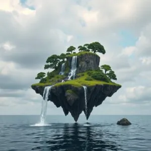 Floating Island with Waterfalls