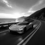 Futuristic Car on Coastal Highway