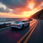 Futuristic Sports Car at Sunset