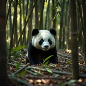 Giant Panda in Bamboo Forest