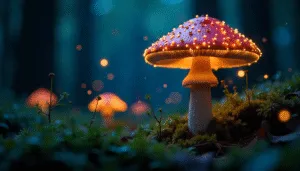 Glowing Mushrooms in Enchanted Forest