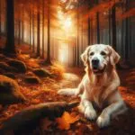 Golden Retriever in Autumn Forest