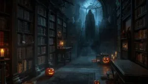 Haunted Library with Floating Books