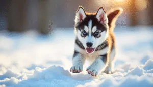 Husky in Snowfall