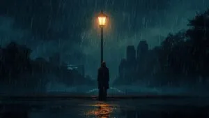 Lonely Street Under Rainy Lights