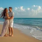 Lovers Running Barefoot on the Shore