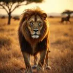 Majestic Lion in Golden Savanna