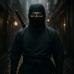 Masked Ninja in the Rainy Alley