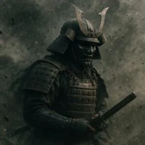 Masked Samurai in a Storm of Ash