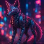 Mechanical Kitsune of the Neon Realm