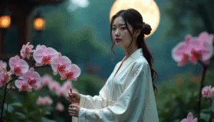 Moon Priestess Among Crystal Orchids