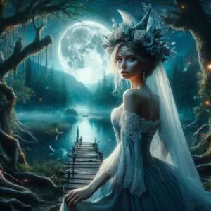 Moonlight Sorceress by the Glimmering Lake
